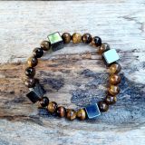 Suur käevõru: tiigrisilm ja hematiit kuubik