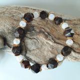 Käevõru granaat suured helmed koos mäekristalliga