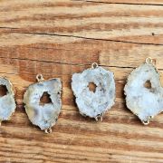 Valge nahast käevõru ahhaat geoodiga #1