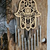 Tuulekell Hamsa käsi hõbedaste torukestega