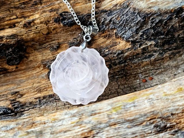 Roosa kvarts roosiõis ripats ketiga 925"