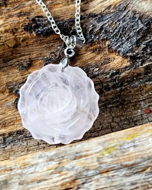 Roosa kvarts roosiõis ripats ketiga 925"