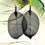 Kõrvarõngad Lehed must kuld | Koidukuma disain