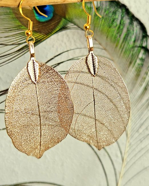 Kõrvarõngad Lehed roosakaskuld | Koidukuma disain